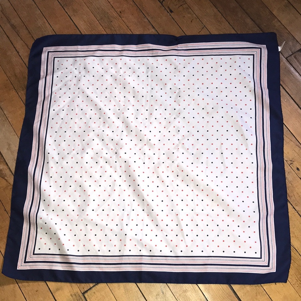 Polka Dot Square Scarf in Navy and White